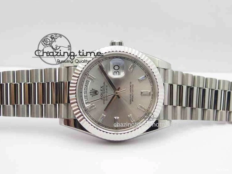 MiroTime 0423 Unisex Day Date 40mm SS BP Maker Best Edition Silver Dial Diamond Markers On SS Bracelet ETA 3690